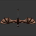 Majestic Flying Dragon Creature with Extended Reddish Brown Wings and Sleek Long Tail in Dark Background