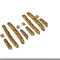 Long Baguettes and Small Round Rolls Arranged Neatly on White Background