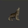 Realistic Howling Wolf Statue Figure With Natural Brown Color And Detailed Texture