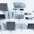 Various Solar Panels With Different Designs And Mounting Structures For Energy 3d model