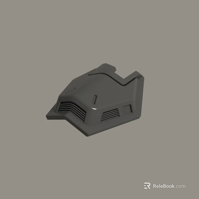 Gray Geometric Industrial Part 3D Model With Ventilation Slots Design 3d model 