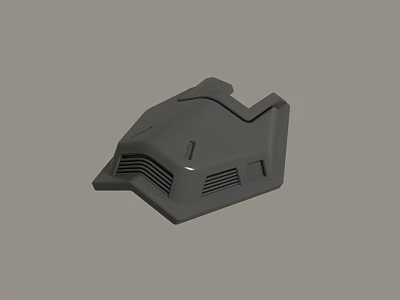 Gray Geometric Industrial Part 3D Model With Ventilation Slots Design 3d model