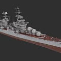Large Gray Warship With Red Deck And Multiple Antenna Structures 3d model