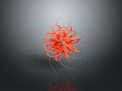 Medical Device For Biomedical Research Red Molecular Structure With Blue Strands 3d model Medical Device For Biomedical Research Red Molecular Structure With Blue Strands 3d model