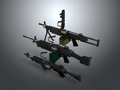 Varied Tactical Firearms Collection Including Assault Rifles With Scopes And Magazines 3d model