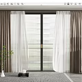 Brown Curtains With White Sheer Panels For Floor To Ceiling Window In Modern Living Room Interior