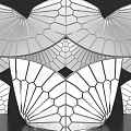 Symmetrical Geometric Design With Fan Shaped Honeycomb Pattern In Black And White