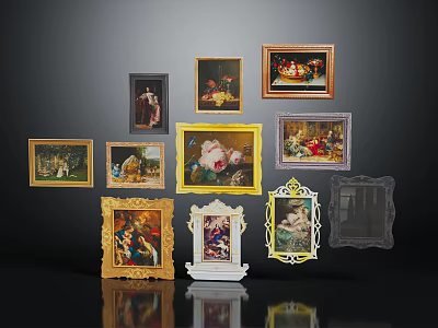 Decorative Home Furniture With Various Style Picture Frames In Different Colors 3d model