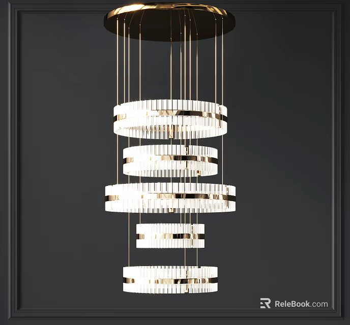 Modern Crystal Chandelier With Multiple Circular Layers And Shiny Crystal Elements 3d model