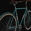 Vintage Green Bicycle With Brown Leather Seat And Classic Spoked Wheels