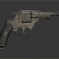Vintage Revolver Weapon With Aged Metal Surface And Wooden Grip Design