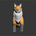 Orange And Gray Fox Character 3D Model Toy Style Detailed Design Figure