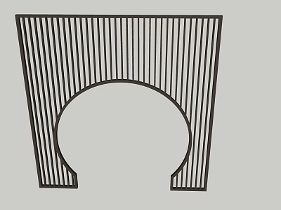 Contemporary Archway Design With Vertical Slats And Black Metal Frame 3d model