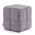 Gray Fabric Modular Cube Sofa Stool With Textured Design For Living Room 3d model