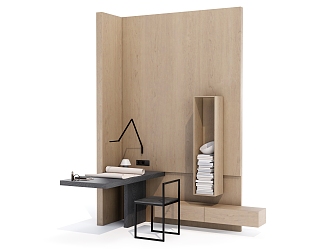 Modern simple desk and chair combination 3d model