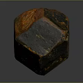 Natural Wood Stone Polyhedral Raw Specimen Featuring Dark Gray Black And Orange Veins