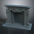 Ornate Classical Fireplace Mantel With Carved Scrolls And Decorative Details