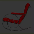 Red Rocking Chair With Comfortable Upholstered Seat Backrest And Metal Frame