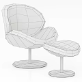 Light Gray Fabric Accent Chair With Matching Ottoman And Metal Round Base Modern Design