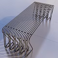 Modern Metal Landscape Bench With Curved Lines And Unique Structure Design 3d model