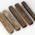 Natural Wooden Construction Components With Various Textures And Long Strip Shapes