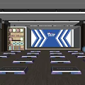 Bright Fitness Studio With Step Platforms Wooden Floor Blue X Logo And Fitness Balls