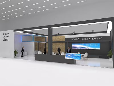 Modern Minimalist Exhibition Booth Design With Sleek Structure And Lighting 3d model
