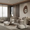 Modern Elegant Living Dining Room Interior With Sofa Coffee Table And Decorative Wall Art