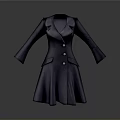 Women's Elegant Dark Long Coat With Tailored Collar Buttons And Pockets