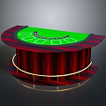 Red And Green Casino Gaming Table With Curved Desktop Red Frame Green Surface And Gold Railings