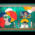 Kinder Joy Themed Store Window Decoration With Red Background Lip Shapes Bananas And Ice Cream