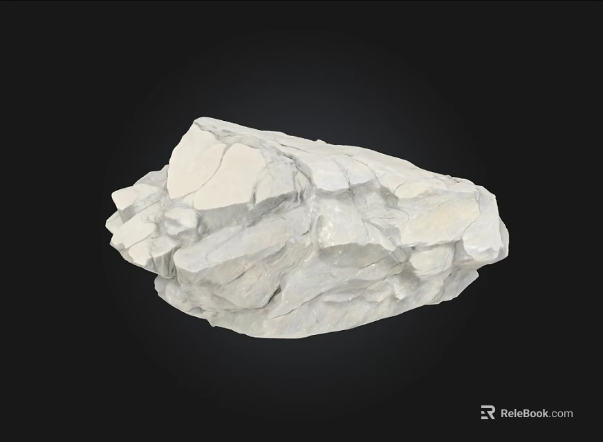White Natural Stone With Rough Texture And Wooden Elements For Decor 3d model 