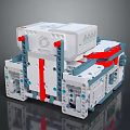 Contemporary Modular Furniture Design With White Grey Red And Blue Components