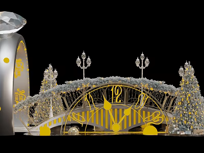 Modern Meichen Ring Watch Pine Tree Bridge 3d model