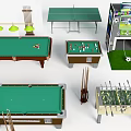 Indoor Sports Equipment Collection Including Pool Tables Ping Pong Table Foosball And Soccer Game Machine