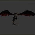 Mythical Dragon Fantasy Character With Red Black Wings Scaled Body And Clawed Limbs 3D Rendering 3d model