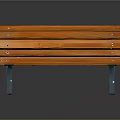 Stylish Red Wooden Bench With Metal Legs And Slat Design