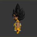 3D Character Bust Sculpture With Spiky Black Hair Red Gem Headpiece Yellow Armor And Blue Accents