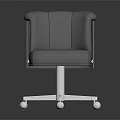 Light Gray Office Chair With Transparent Armrests And Metal Base Wheels
