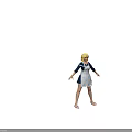 Animated Blonde Female Game Movie Character With Blue Top And White Polka Dot Apron
