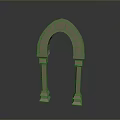 Classic Stone Archway Structure With Decorative Columns And Ornate Top Details