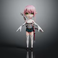 Pink Haired Elf Archer Character With Green Eyes And Bow