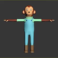 3D Game and Movie Character Red Head Green Sleeves Blue Overalls Brown Boots Arms Outstretched