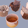 Stylish Decorative Pillows in Woven Baskets with Various Patterns and Colors