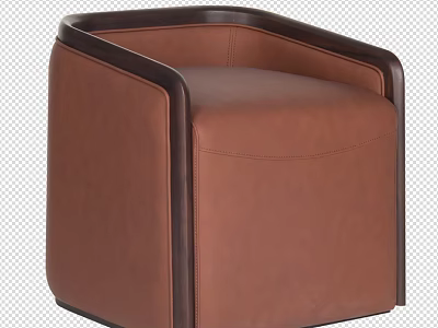 Brown Leather Single Sofa With Modern Wooden Frame And Comfortable Design 3d model