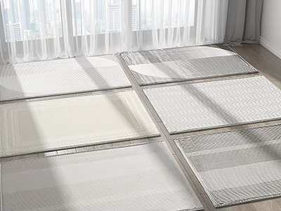 Light Colored Square Rugs With Textured Patterns Under Sunlight For Indoor Living Space 3d model