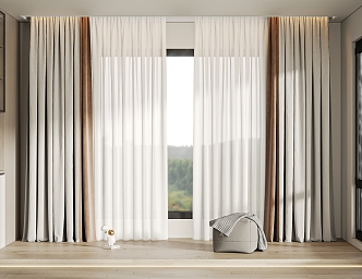 Modern Curtain Screen Combination 3d model