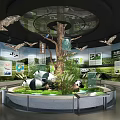 Giant Pandas Ecological Display In Museum With Tree And Information Panels