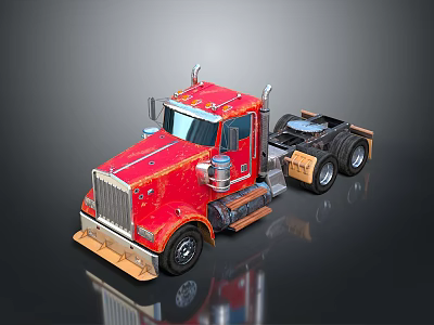 Red Heavy Duty Truck Modern Cab Design With Chrome Details Shiny Finish And Wheels 3d model