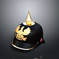 Vintage Military Weapon Helmet With Black Finish Golden Spike And Eagle Emblem Design